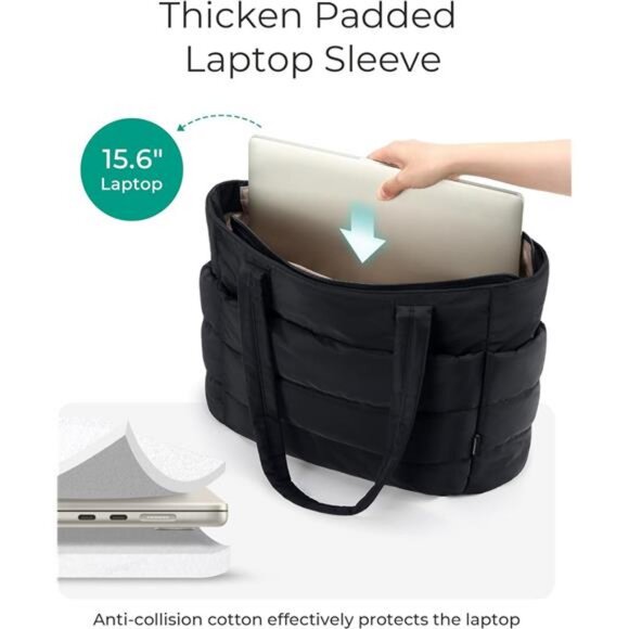 Tote Bag for Women, Lightweight Puffy Tote Bag with Compartments - Standard - Picture 3 of 7